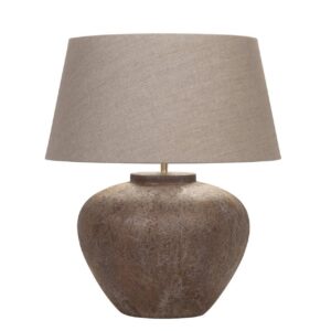 Keramiek tafellamp 'Maxi Tom' aarde / klei met kap linnen naturel