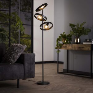 Landelijke vloerlamp Hover | 3 lichts | zwart | metaal | dimbaar | E27 | modern design