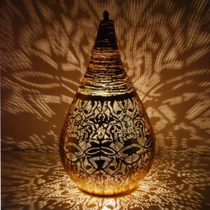 Oosterse metalen tafellamp ø30cm Filigrain Druppel Design goud
