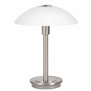 Touch tafellamp staal – Dimbaar, opaal glas, modern design