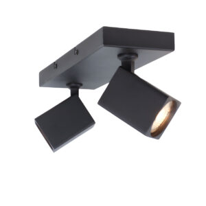 Verstelbare vierkante spot | 2 lichts | zwart | GU10