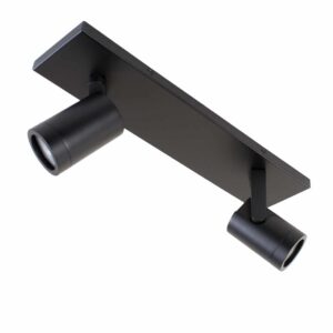 Plafond- en wandlamp | Halospots zwart | 2 lichts | GU10 | modern | zwart